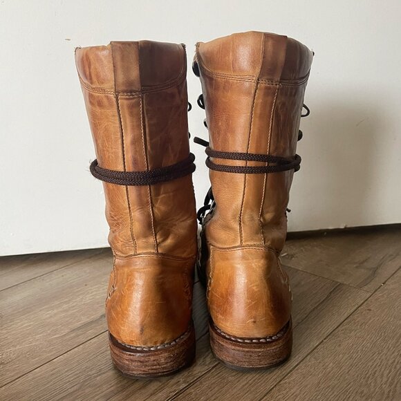Rare Bed Stu Leather Brown CottageCore Lace Up Boots Womens Size 6.5 - 7 - Picture 3 of 15